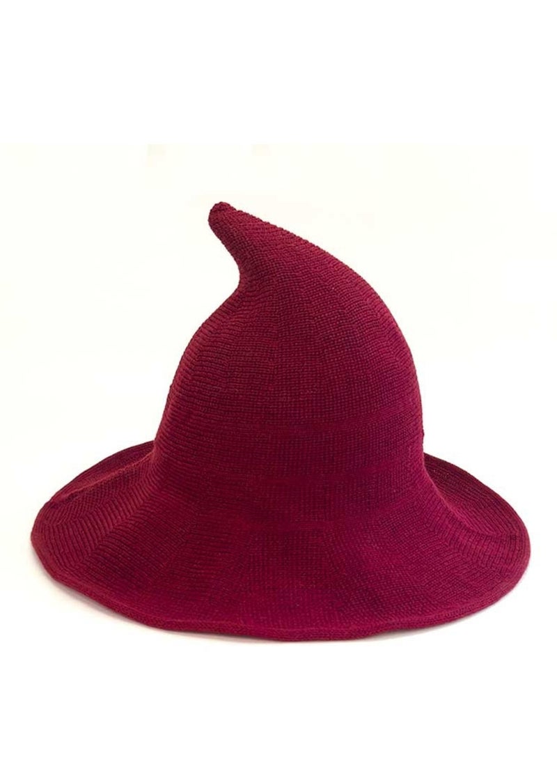 إمرأة ساحرة قبعة مع حافة واسعة قابلة للطي تلميح قبعة ، اكسسوارات الملابس الطرف ( الأحمر ) - Image 2