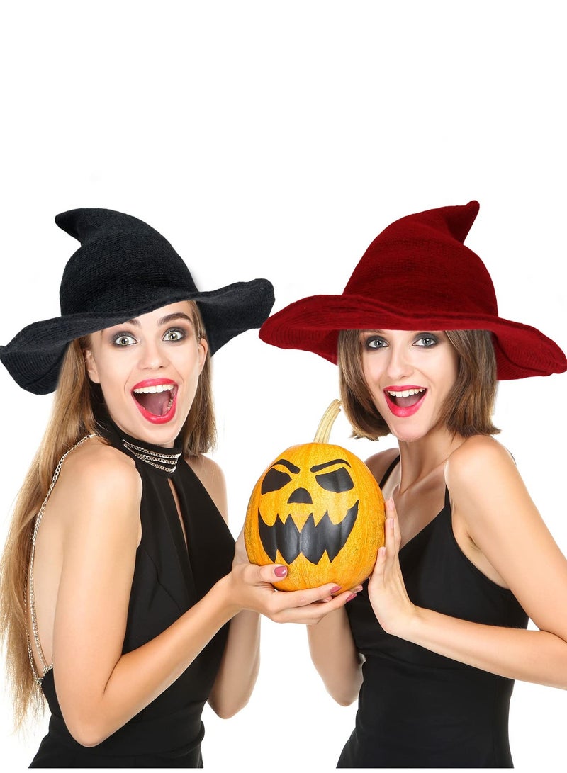 إمرأة ساحرة قبعة مع حافة واسعة قابلة للطي تلميح قبعة ، اكسسوارات الملابس الطرف ( الأحمر ) - Image 5