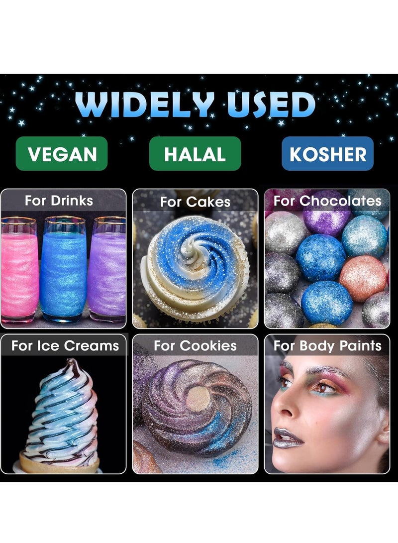 Edible Luster Dust, 1.5 Grams Baking Decoration Powder Food Grade Cake Dust Metallic Shimmer Food Coloring Powder for Baking, Fondant, Gumpaste, Chocolate, Candy, Drinks, Cookies - Blue  - Image 2