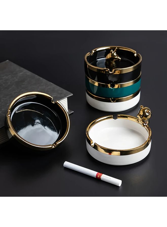 Black Ceramic Mini Ashtray Odorless Portable Elegant Holder Golden Rim Home Office Bar - Image 5