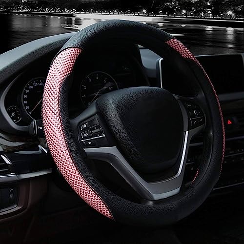 Valleycomfy Steering Wheel Cover with Microfiber Leather for Car Truck SUV 15 inch (Pink) - Image 2
