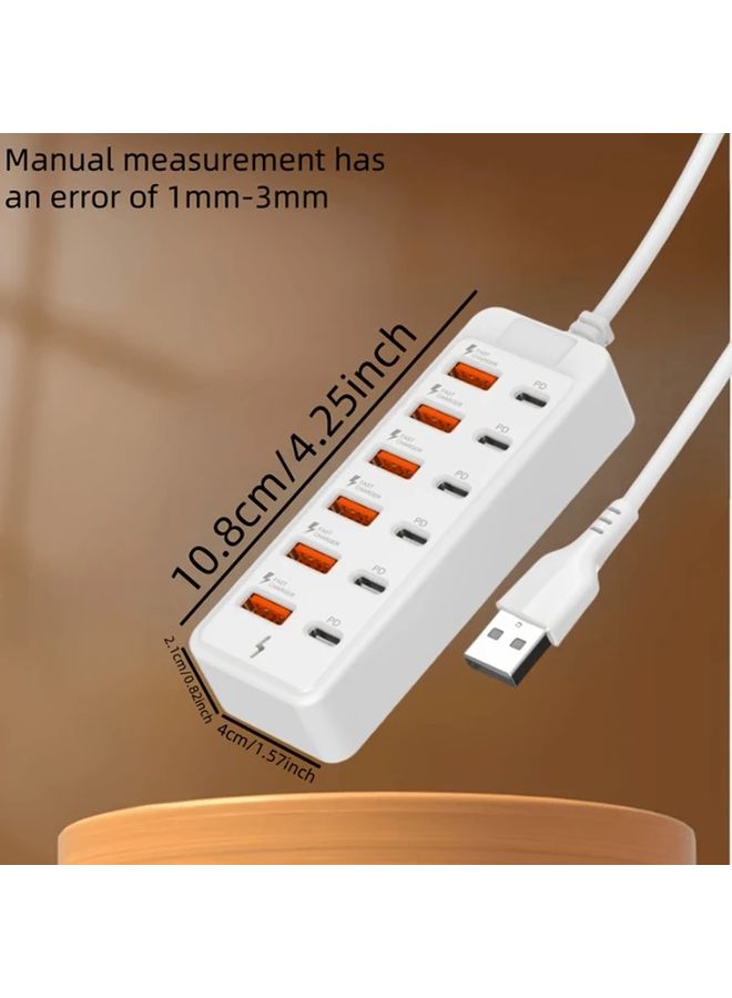 12 Port USB Charger Hub 66W Smart Fast Charge Multi Port Power Strip 6 USB 6 Type C Simultaneous Office Charging - Image 3