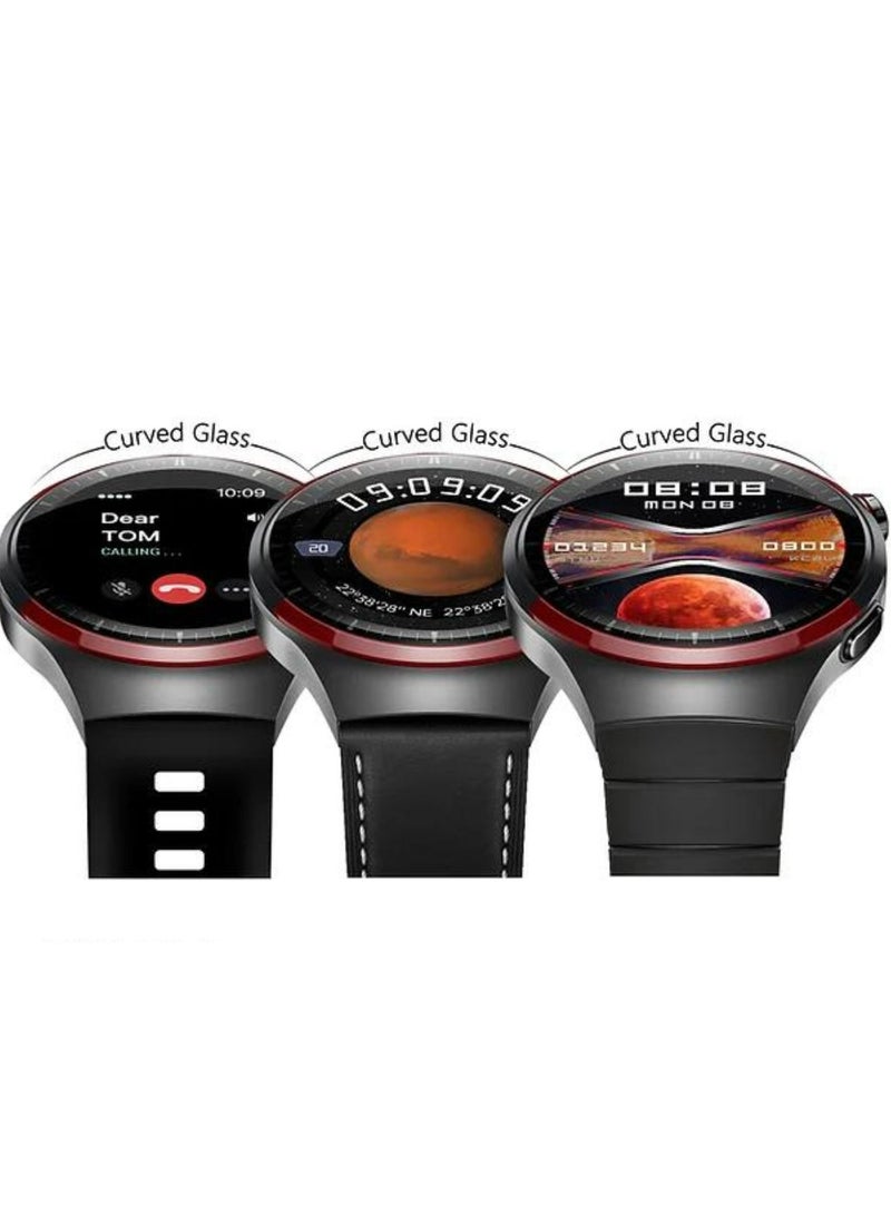 Haino Teko RW-32 Watch 4 Pro SpaceX Curved Glass Smartwatch – 3 Pairs Straps, Fitness Tracker, Heart Rate & Sports Mode, Waterproof, Compatible with Android & iOS – Black - Image 2