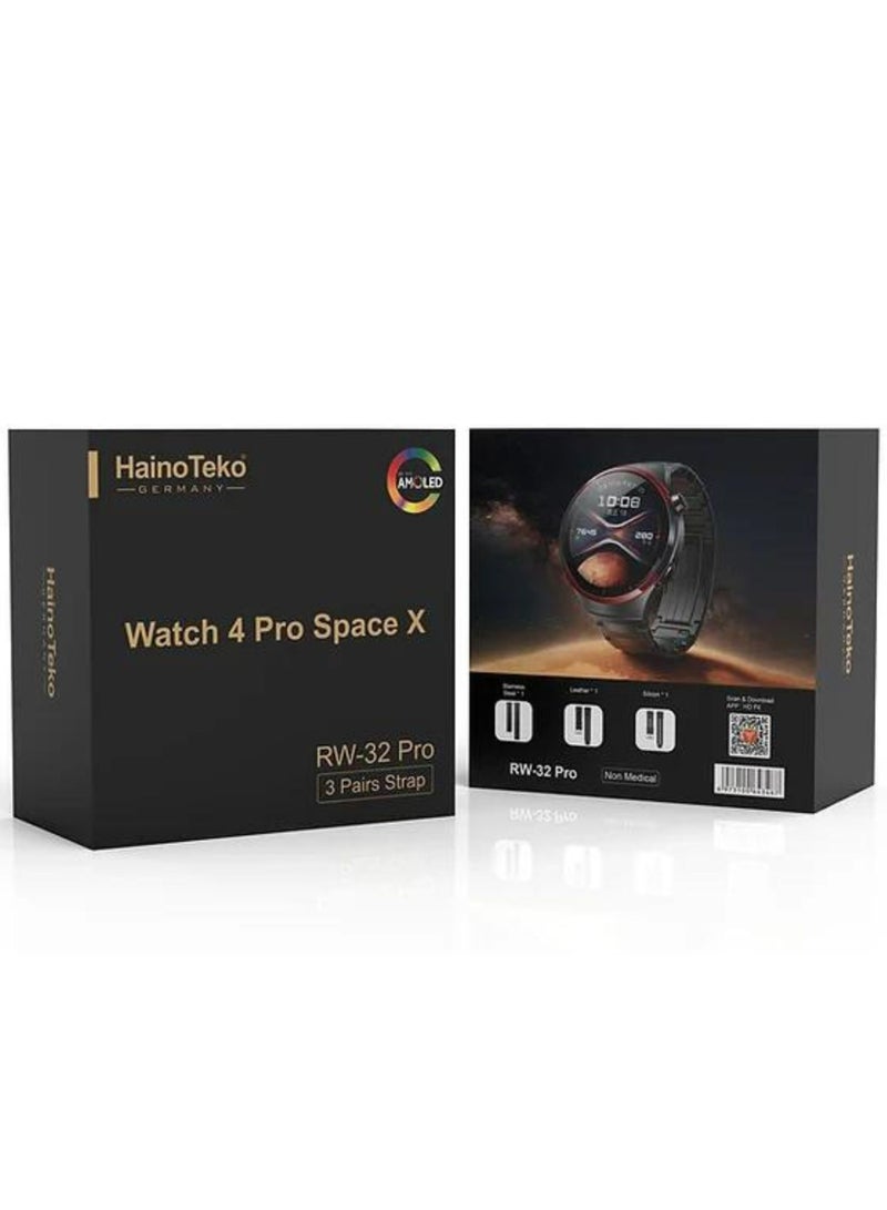 Haino Teko RW-32 Watch 4 Pro SpaceX Curved Glass Smartwatch – 3 Pairs Straps, Fitness Tracker, Heart Rate & Sports Mode, Waterproof, Compatible with Android & iOS – Black - Image 4