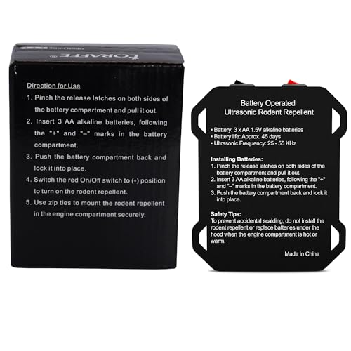 Loraffe Ultrasonic Rodent Repellent for Car Engine – Battery Powered Under Hood Mouse Repeller with Flashing Strobe Light, Keeps Rats and Mice Away from Vehicle, Automobile, Truck, Garage, Attic, Barn, Shed - Image 3