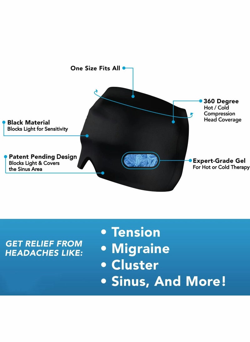 Excefore Migraine Ice Head Wrap, Form Fitting Gel Headache Relief Hat, Cold Therapy Cap Pack Mask, Compress for Tension, Sinus Stress, Black  - Image 2
