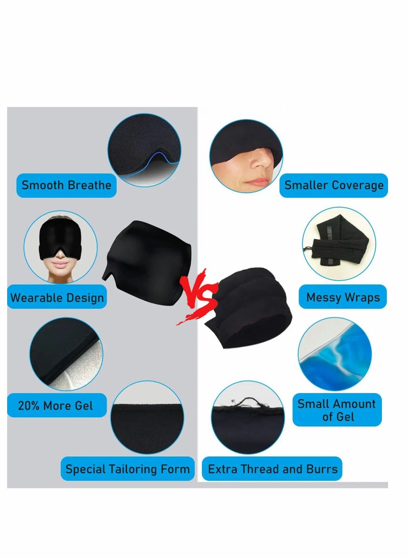 Excefore Migraine Ice Head Wrap, Form Fitting Gel Headache Relief Hat, Cold Therapy Cap Pack Mask, Compress for Tension, Sinus Stress, Black  - Image 3