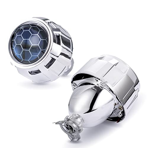 YUFANYA 2.5 Inch Honeycomb Bixenon Projector Lens with Sliver Chrome Shrouds,High/Low Beam Function Mini H1 Fit for H1 H4 H7 Car Motorcycle Retrofit - Image 1