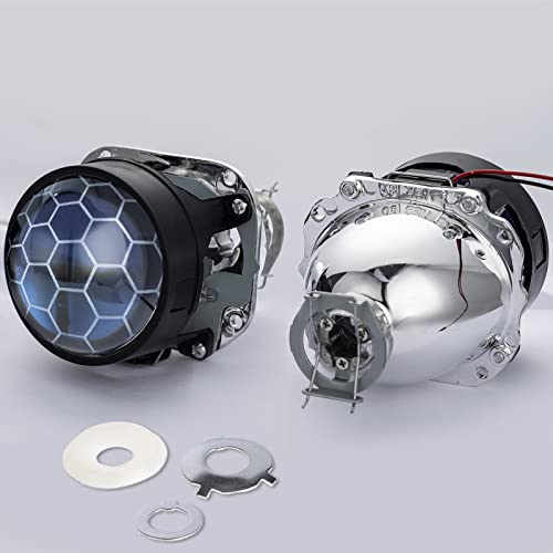 YUFANYA 2.5 Inch Honeycomb Bixenon Projector Lens with Sliver Chrome Shrouds,High/Low Beam Function Mini H1 Fit for H1 H4 H7 Car Motorcycle Retrofit - Image 4