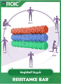 GROIC مجموعة من 3 قضبان ملتوية للعلاج الطبيعي، قضيب علاج مرفق التنس، قضيب تمارين مقاومة مرن للعلاج الطبيعي، تخفيف التهاب الأوتار وتعزيز قوة مرفق لاعبي الجولف  - Image 2
