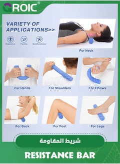 GROIC مجموعة من 3 قضبان ملتوية للعلاج الطبيعي، قضيب علاج مرفق التنس، قضيب تمارين مقاومة مرن للعلاج الطبيعي، تخفيف التهاب الأوتار وتعزيز قوة مرفق لاعبي الجولف  - Image 3