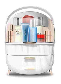 ORiTi Large Cosmetic Makeup Organizer, Dust Water Proof Cosmetics Storage Display Case, Suitable for Bathroom Countertop and Bedroom Vanity Dresser WHITE  - Image 1