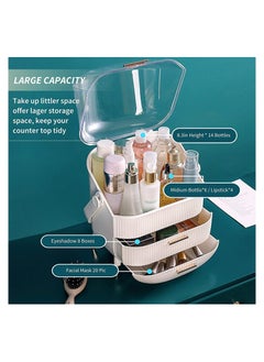 ORiTi Large Cosmetic Makeup Organizer, Dust Water Proof Cosmetics Storage Display Case, Suitable for Bathroom Countertop and Bedroom Vanity Dresser WHITE  - Image 2