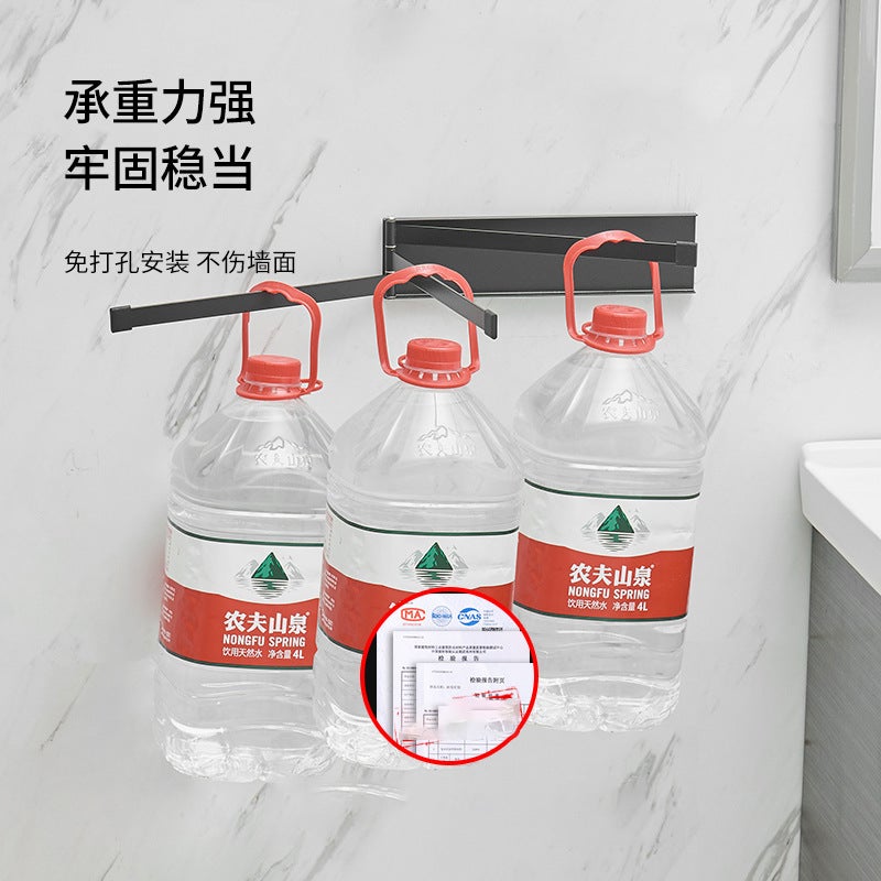 Creative Rotating Towel Rack Bathroom Punch-Free Movable Towel Bar Kitchen Refrigerator Magnetic Folding Three-Bar Hanging Rod - Image 4