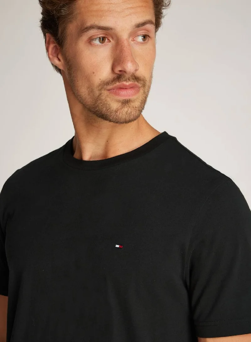 Tommy Hilfiger Black Flag Embroidery Crew Neck T-Shirt for Men | Best Price UAE