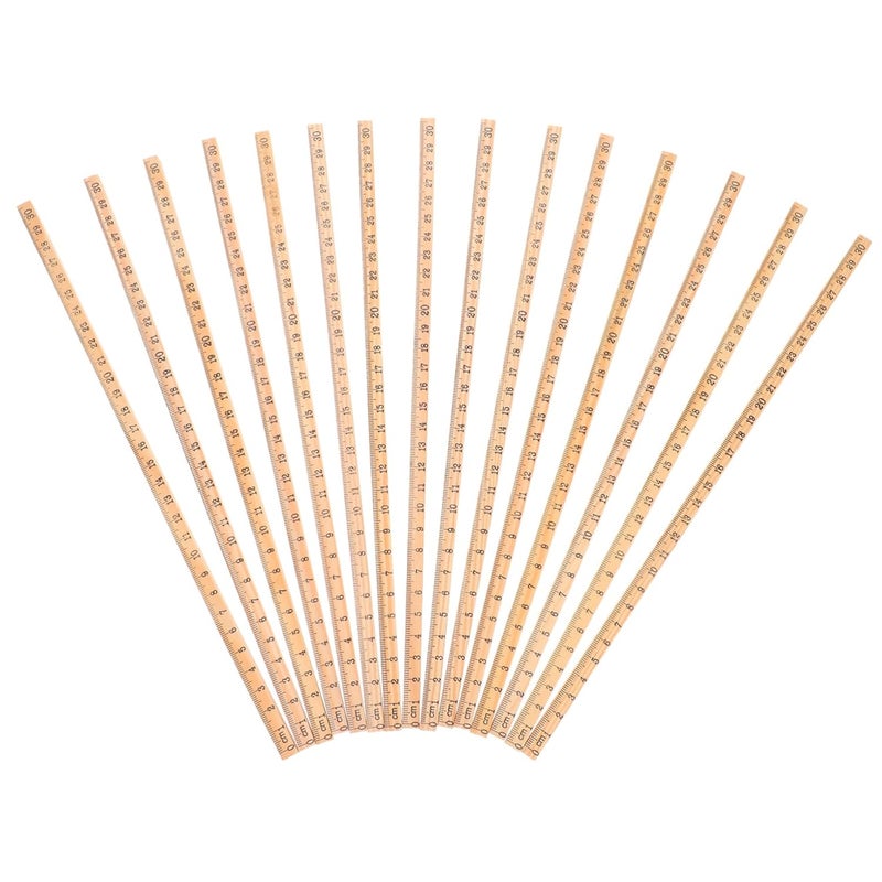 SMASOLO 15 قطعة مجموعة مساطر خشبية 30 سم أداة قياس أحادية الجانب للمدرسة والمكتب - Image 1