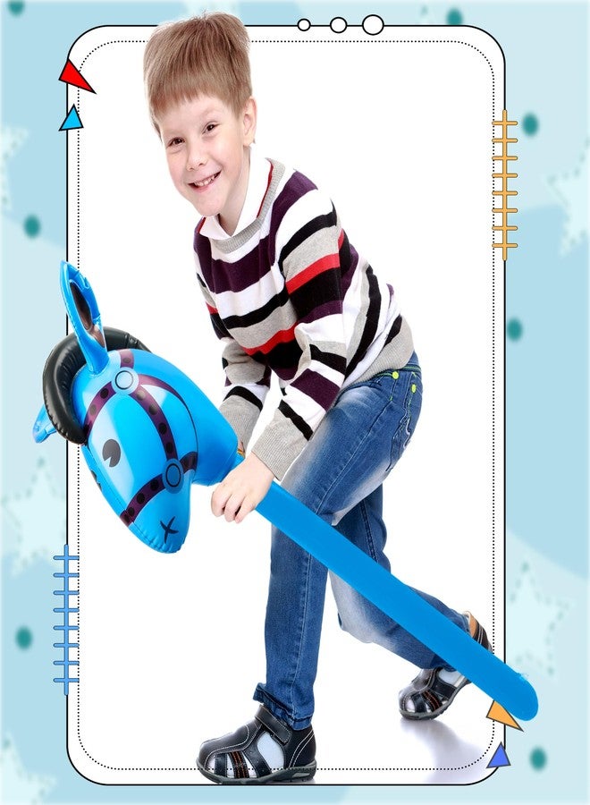 Sonarun 12 Pack Inflatable Stick Horse Bulk Colorful Inflatable Horsehead Stick Balloon Cute Blow Up Pony Stick for Kids Birthday Cowboy Horse Theme Party Supply, 6 Colors (Color Set 3) - Image 5