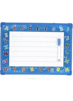 Big Dry Erase White Board For Kids Ruled Dry Erase Lapboard With Marker Magnetic Holder Lined Board For Learning Writing With English And Arabic Letters Double Sided 36Cm x 26Cm Blue Color