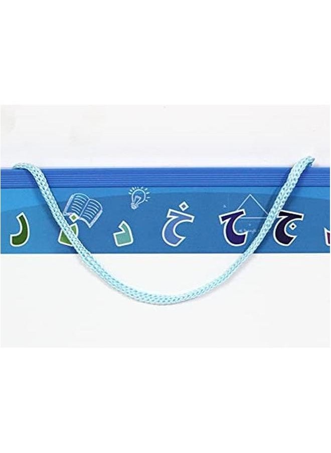 Funz - Big Dry Erase White Board For Kids Ruled Dry Erase Lapboard With Marker Magnetic Holder Lined Board For Learning Writing With English And Arabic Letters Double Sided 36Cm x 26Cm Blue Color - Image 1