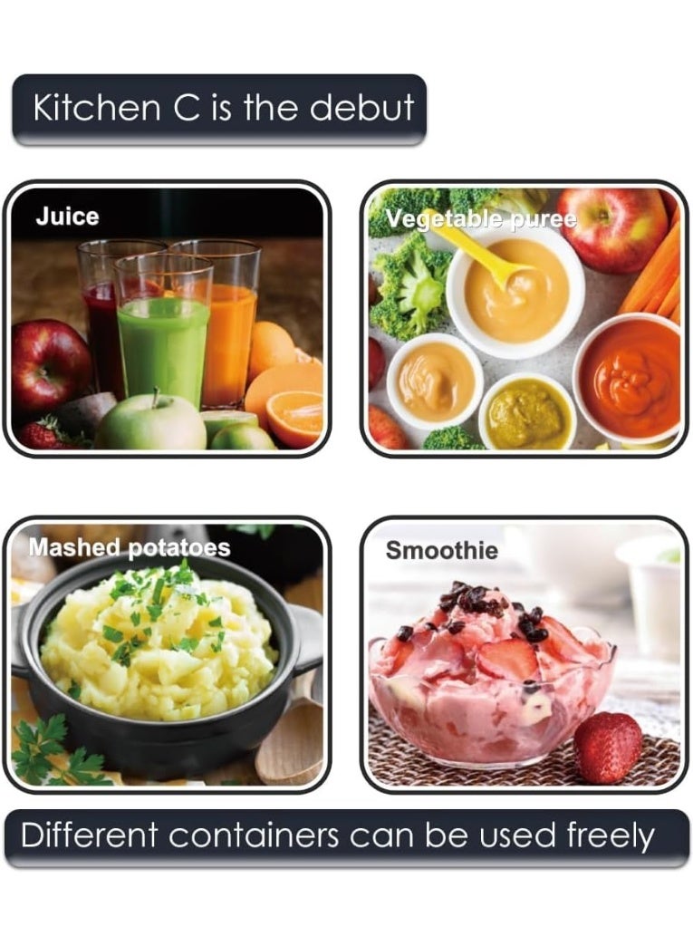 خلاط يدوي بقوة 800 واط - خلاط كهربائي غاطس قوي مزود بنظام شفرات رباعية من الفولاذ المقاوم للصدأ، وعمود قابل للفصل، وتحكم متعدد السرعات، مثالي للعصائر والشوربات والصلصات وأطعمة الأطفال - Image 2