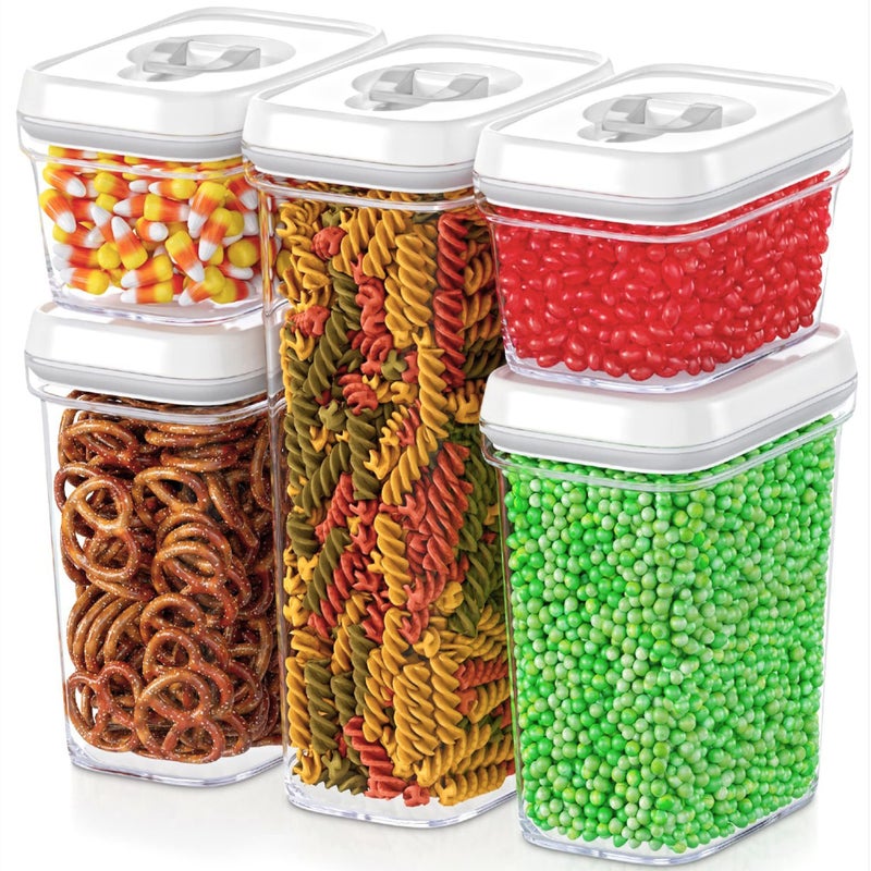 DWÃ‹LLZA KITCHEN DWLLZA KITCHEN Airtight Food Storage Containers with Lids - 5 Piece Set - Kitchen Accessories - Pantry Organization and Storage Containers for Food - Clear BPA-Free - Keeps Food Fresh & Dry - Image 1