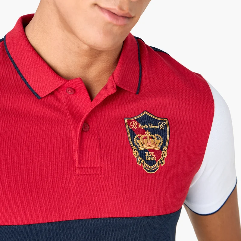 Splash FAV Embroidered Colourblock Polo T-shirt