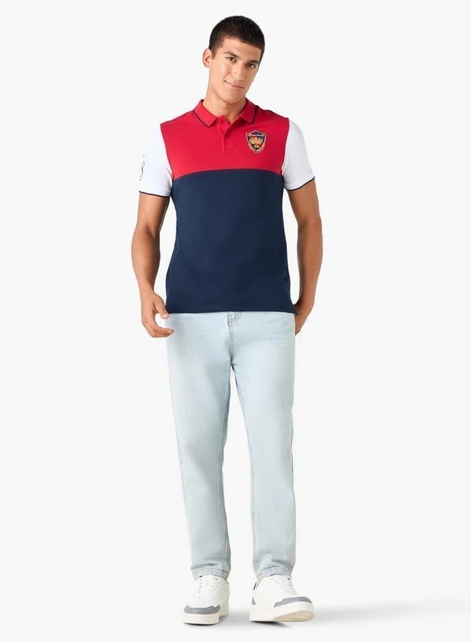 Splash FAV Embroidered Colourblock Polo T-shirt