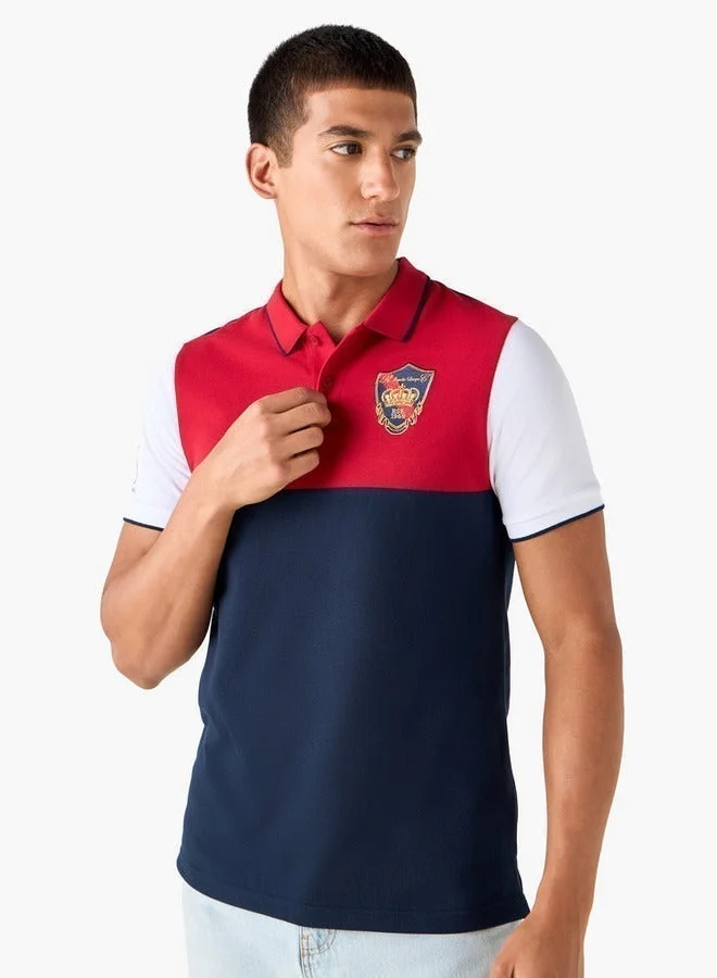 Splash FAV Embroidered Colourblock Polo T-shirt