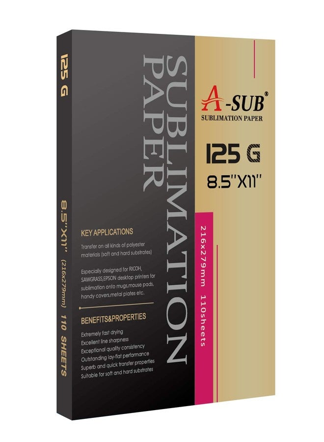 A-SUB Sublimation Paper 8.5x11 Inch 110 Sheets ONLY Compatible with Sublimation Printer and Sublimation Ink 125g - Image 1