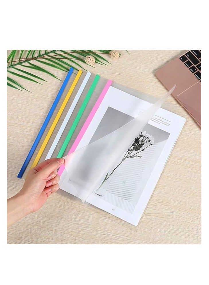 Generic Clear Report Covers A4 Size with Sliding Bars, 15mm Presentation File Folders Binder, 130 Sheet Capacity, for Homework Folder, Presentation Folder, File Folder, 5 Assorted Colors(20 Pack)  - Image 2