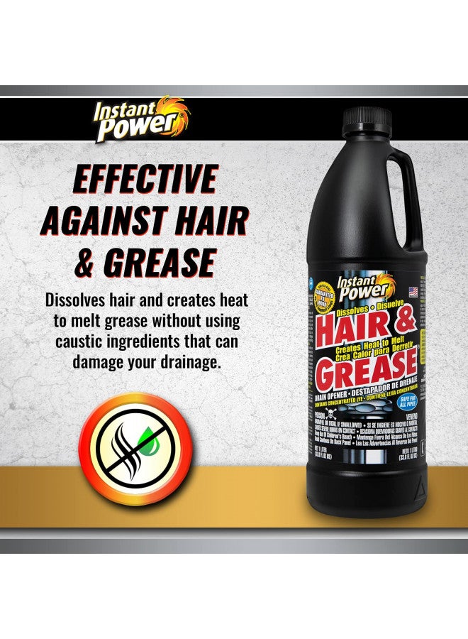 Instant Power Instant Power Hair and Grease Drain Opener Multipurpose Liquid Drain Cleaner and Clog Remover, Odorless, Ready to Use, 33.8 Oz, 1 Liter  - Image 3