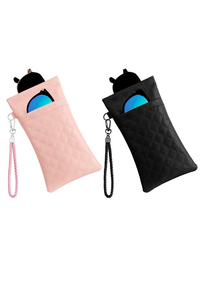 Double Eyeglass Case, Soft PU Leather Sunglasses Pouch - Image 1