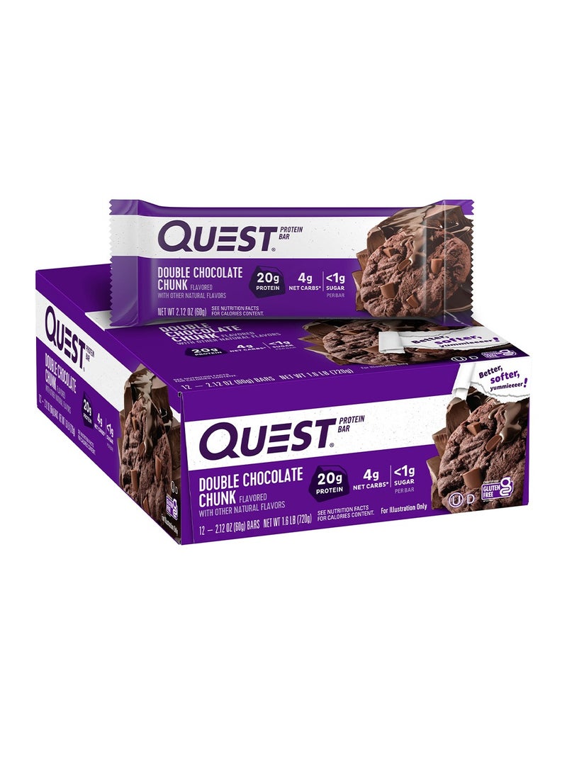 Quest Protein Bar Double Chocolate Chunk  60g Pack of 12 - Image 2