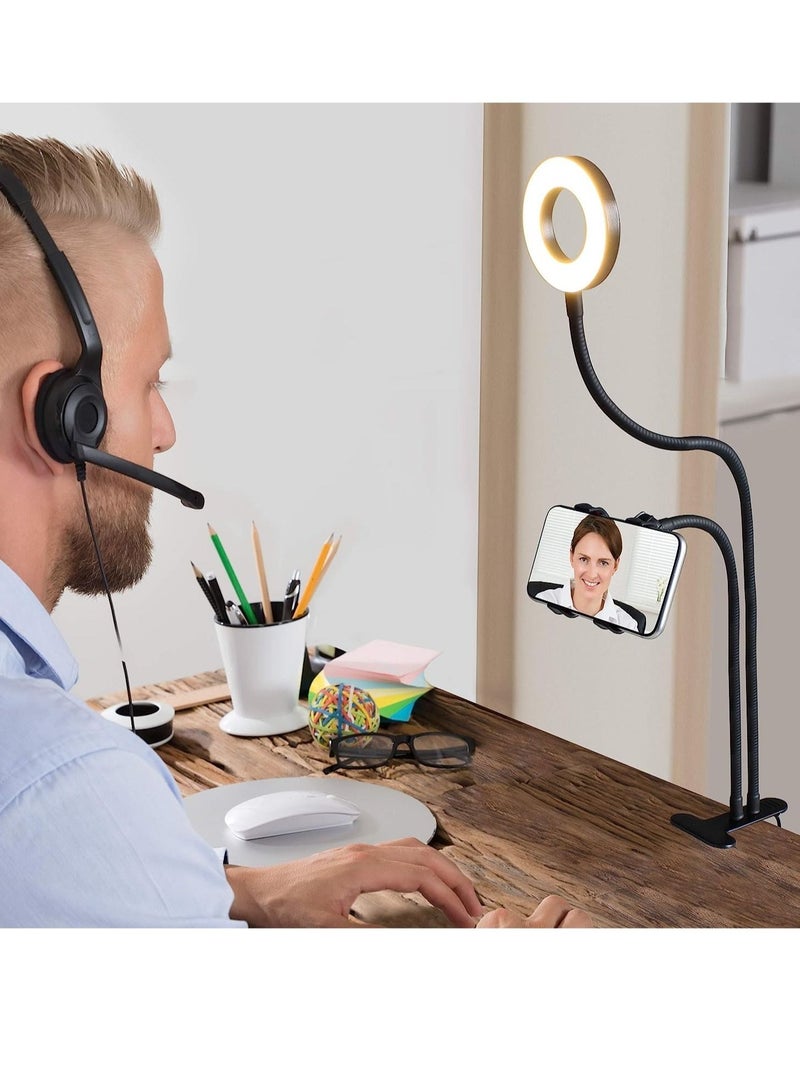 Selfie Ring Light with 24” Gooseneck Stand & Cell Phone Holder, Social Media Influencer Live-Streaming Phone Mount and Light Kit for Live Stream Office Kitchen - Image 5