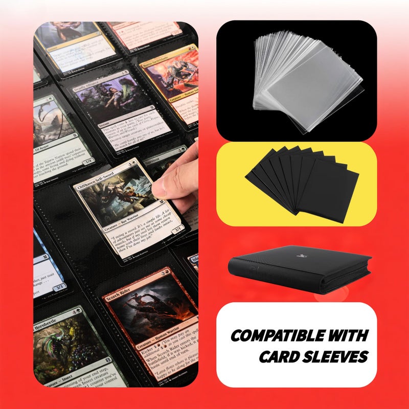 KUOOKING Top loader Binder - Holds 288+ Top Loaders for Cards, 9 Pocket Top Loader Binders with Sleeves for 3" x 4" Rigid Card Holders for Baseball, Football and other Sports Cards(Black) - Image 4