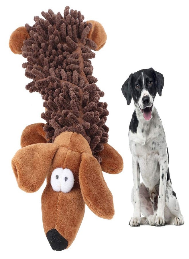 Beufee Squeaky Plush Dog Toys, Mop Plush Dog Toy Funny Small Dog Toys Durable Teething Chew Toys for Puppy Medium Large Dogs(Brown Dog) - Image 1