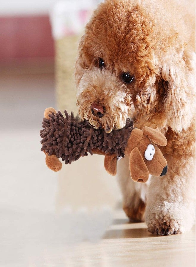 Beufee Squeaky Plush Dog Toys, Mop Plush Dog Toy Funny Small Dog Toys Durable Teething Chew Toys for Puppy Medium Large Dogs(Brown Dog) - Image 5