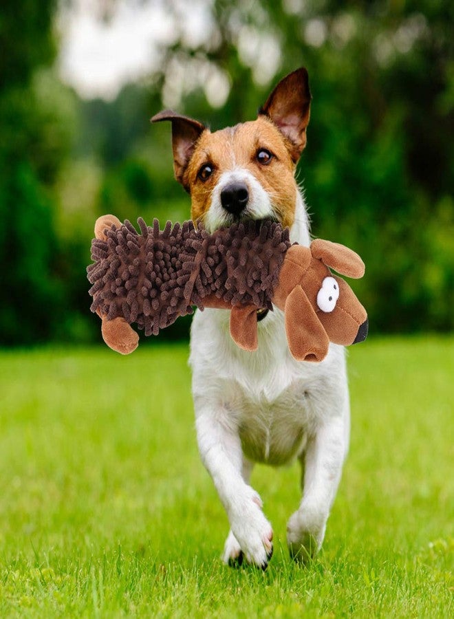 Beufee Squeaky Plush Dog Toys, Mop Plush Dog Toy Funny Small Dog Toys Durable Teething Chew Toys for Puppy Medium Large Dogs(Brown Dog) - Image 4