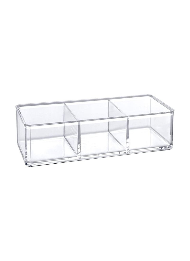 SMARTPOINTS - Glamour - Acrylic 3-Compartment Makeup Organizer, Transparent Plastic Lipstick Holder, Perfect Bathroom Vanity Storage Solution for Lipsticks, Nail Polishes, and More - Image 1