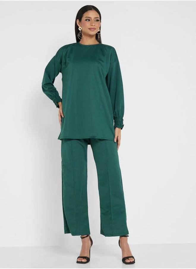 Refka by modanisa Crew Neck Top And High Waist Pants