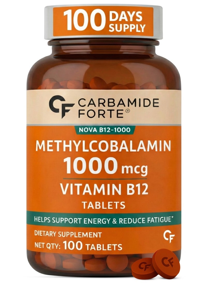 Carbamide Forte Vitamin B12 Tablets 1000mcg -Active form of Methylcobalamin Vitamin B12 Supplements for Men & Women- 100 Veg Tablets - Image 1