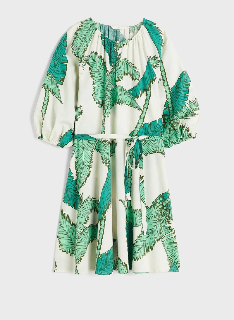 H&M Puff Sleeve Belted Dress