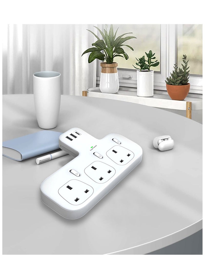 DENX871 Power Socket with 3 UK Outlets, 2 USB Ports, 1 PD Port, 13A 250V, 3250W - Image 1