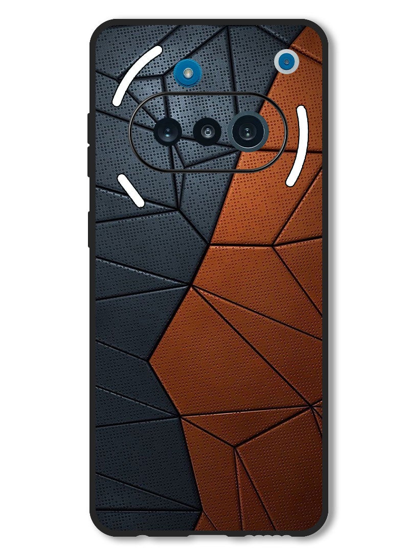 Theodor Case Compatible with Nothing Phone 3a Protection Shockproof Bumper Cover Black Brown Pattern - Image 1