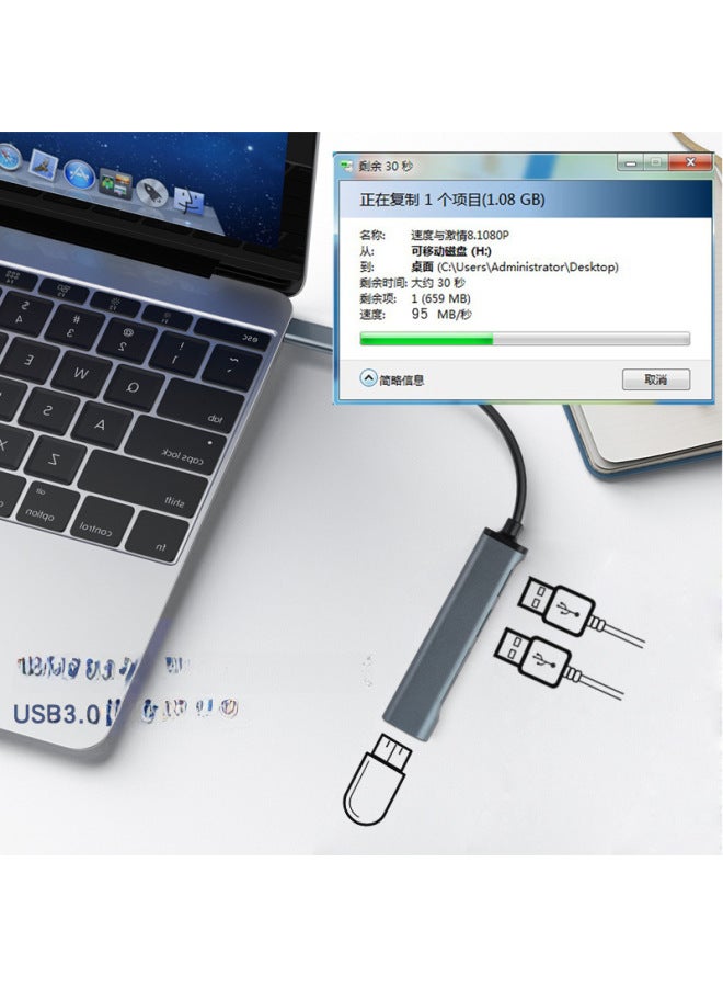 نيوترل ملحق USB 3.0 مقسم بخمس منافذ - محور نوع C من سبائك الألومنيوم - محور توسيع خارجي للحاسوب - Image 2