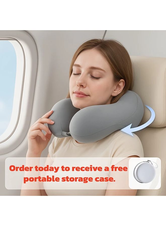 Gray And White Portable Neck Pillow Ergonomic Cervical Support For Travel Home Office Car - Image 1