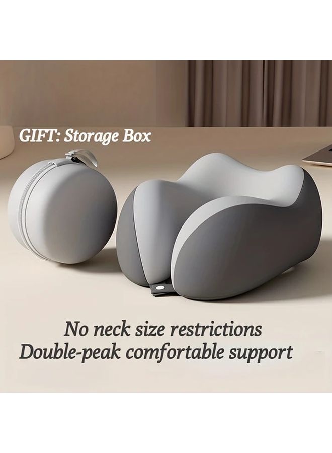Gray And White Portable Neck Pillow Ergonomic Cervical Support For Travel Home Office Car - Image 2