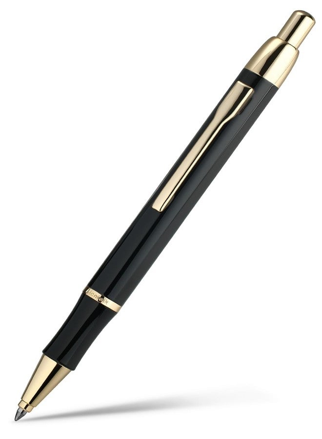 MCNTEIK Black Gel Pen With 24K Gold Finish, Fine lacquer work, Best Men's And Women's Gift Pen Set, Professional, ADMOK Black Refill, Smooth Writing, Executive, Office, Click, Nice Retractable Pens - Image 1