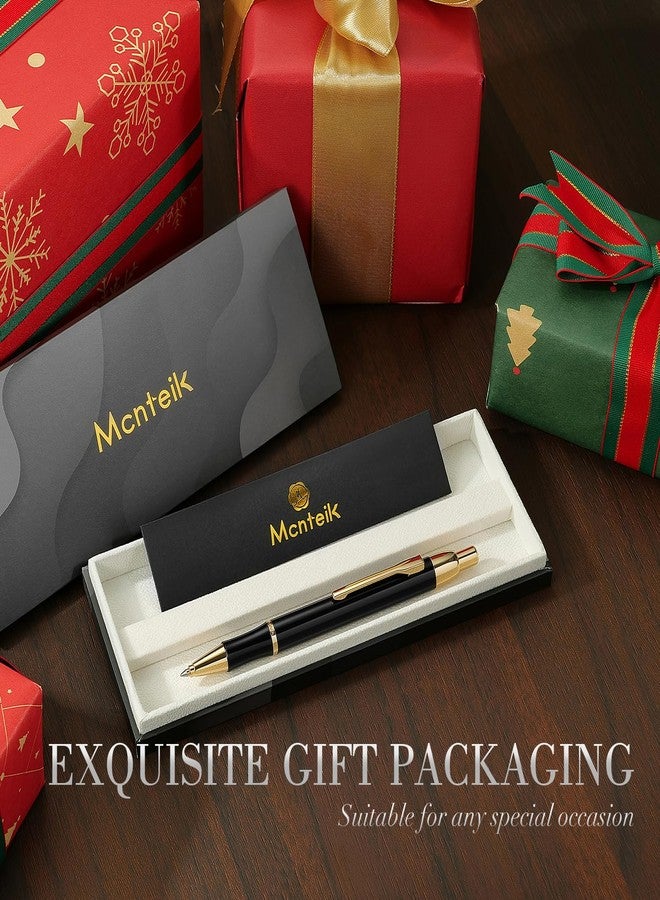 MCNTEIK Black Gel Pen With 24K Gold Finish, Fine lacquer work, Best Men's And Women's Gift Pen Set, Professional, ADMOK Black Refill, Smooth Writing, Executive, Office, Click, Nice Retractable Pens - Image 5