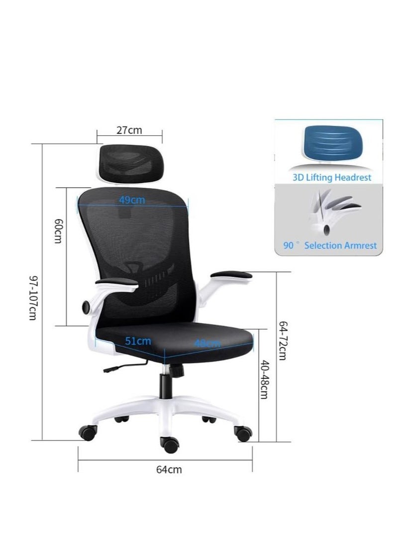 Golden Office Chair Ergonomic Desk Chair, High Back Gaming Chair, Big and Tall Reclining chair Comfy Home Office Desk Chair Lumbar Support Breathable Mesh Computer Chair Adjustable Armrests(V3-Black) - Image 3
